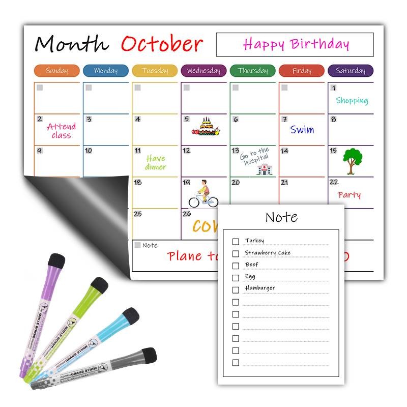 Magnetic Dry Erase Reusable Daily Weekly Monthly Planner Set 17x11'' A3 A4 Custom