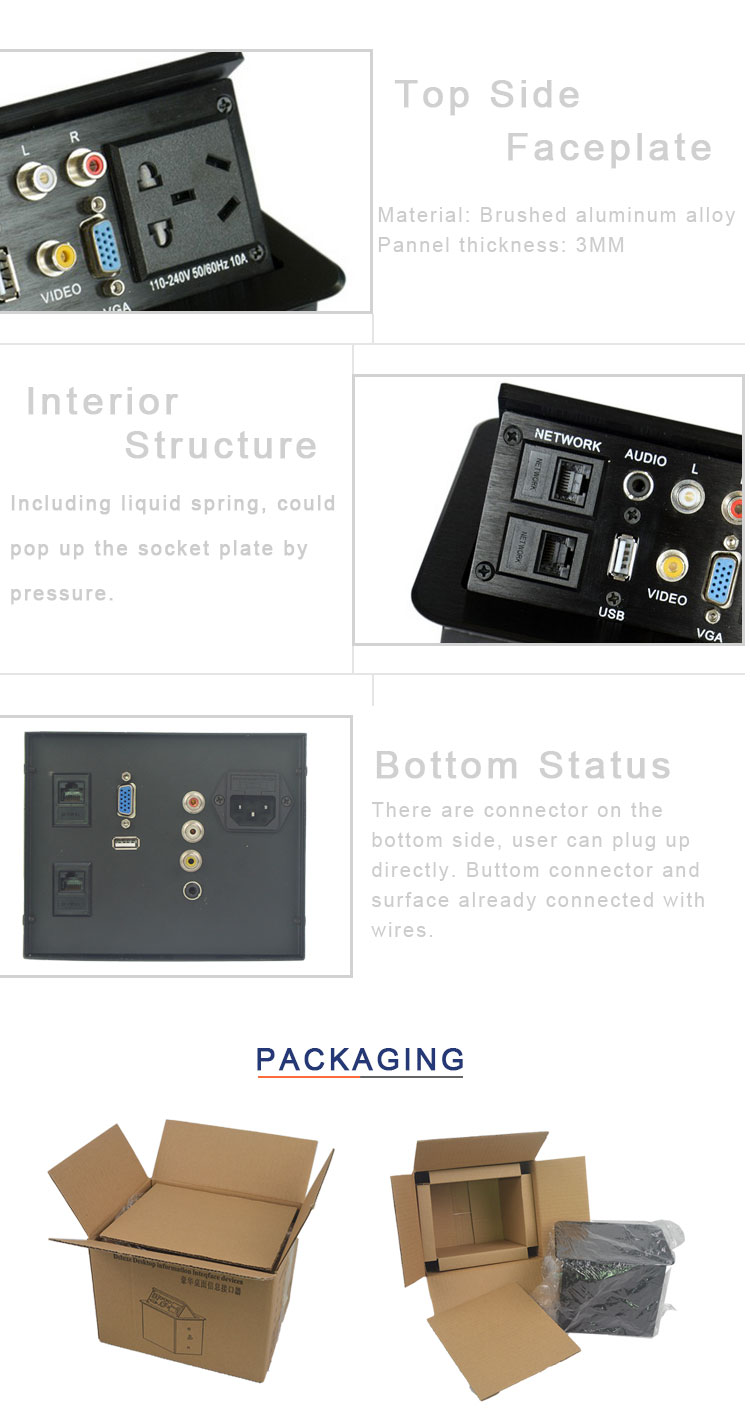 Aluminum Brushed Desk Multiple Socket with RJ45 For Meeting Table