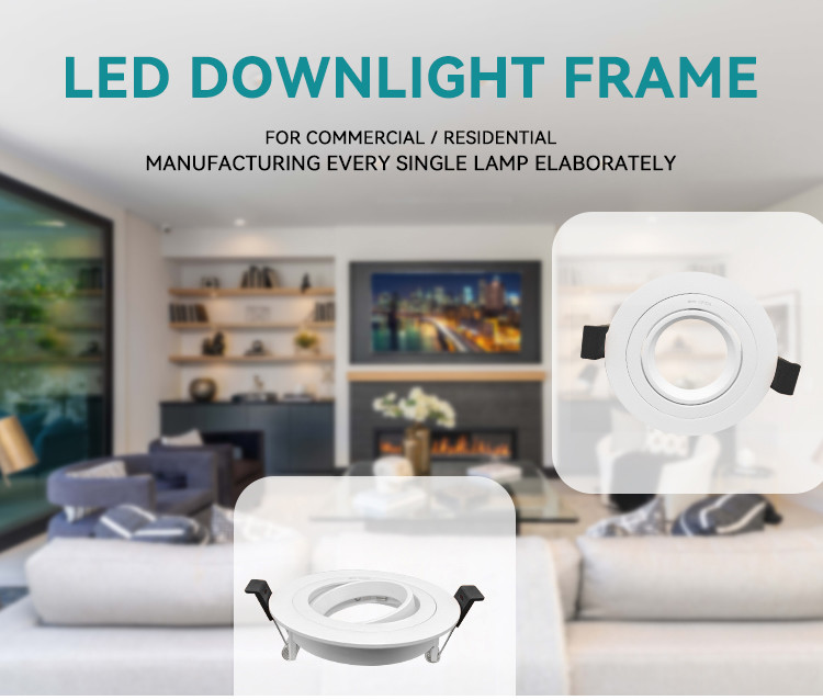 Commercial Lighting Recessed Spotlight Frame With 20° Tilt And Rotating Housing