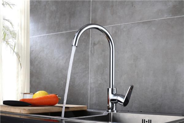 Long Neck Commercial Kitchen Faucets , Hot Cold Water Kitchen Sink Faucets