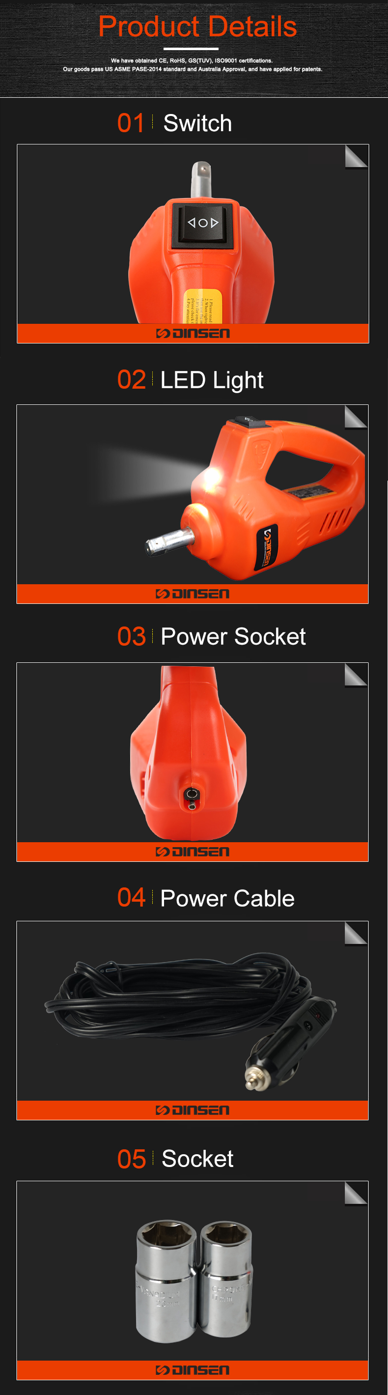 Rocker switch Corded Electric Impact Wrench , High Torque Electric Impact Wrench