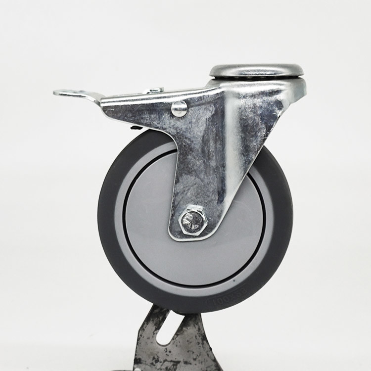 Light Duty 4 Inch Swivel Rubber Casters 144 Lbs Load Capacity Bolt Hole Soft TPR Caster Wheels