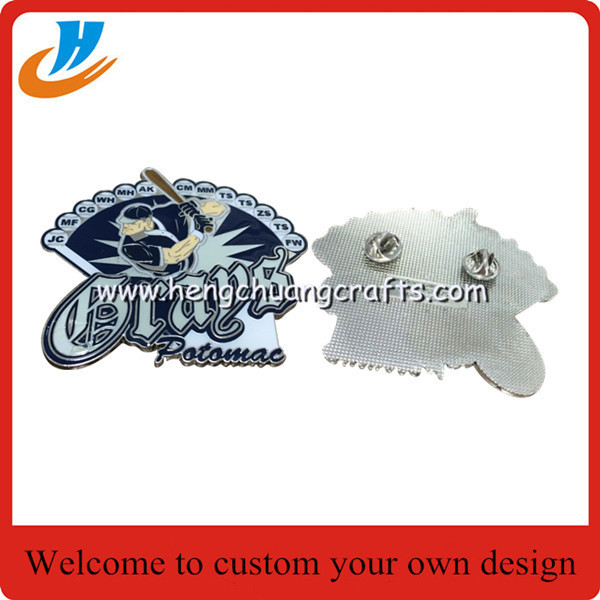 Custom simple designs and colors baseball badges/soft enamel baseball pins