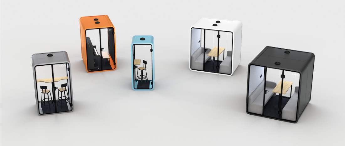 Modular Soundproof Meeting Pod White 4 Person Office Pod 100V - 240V With Safe Odorless Eco Materials