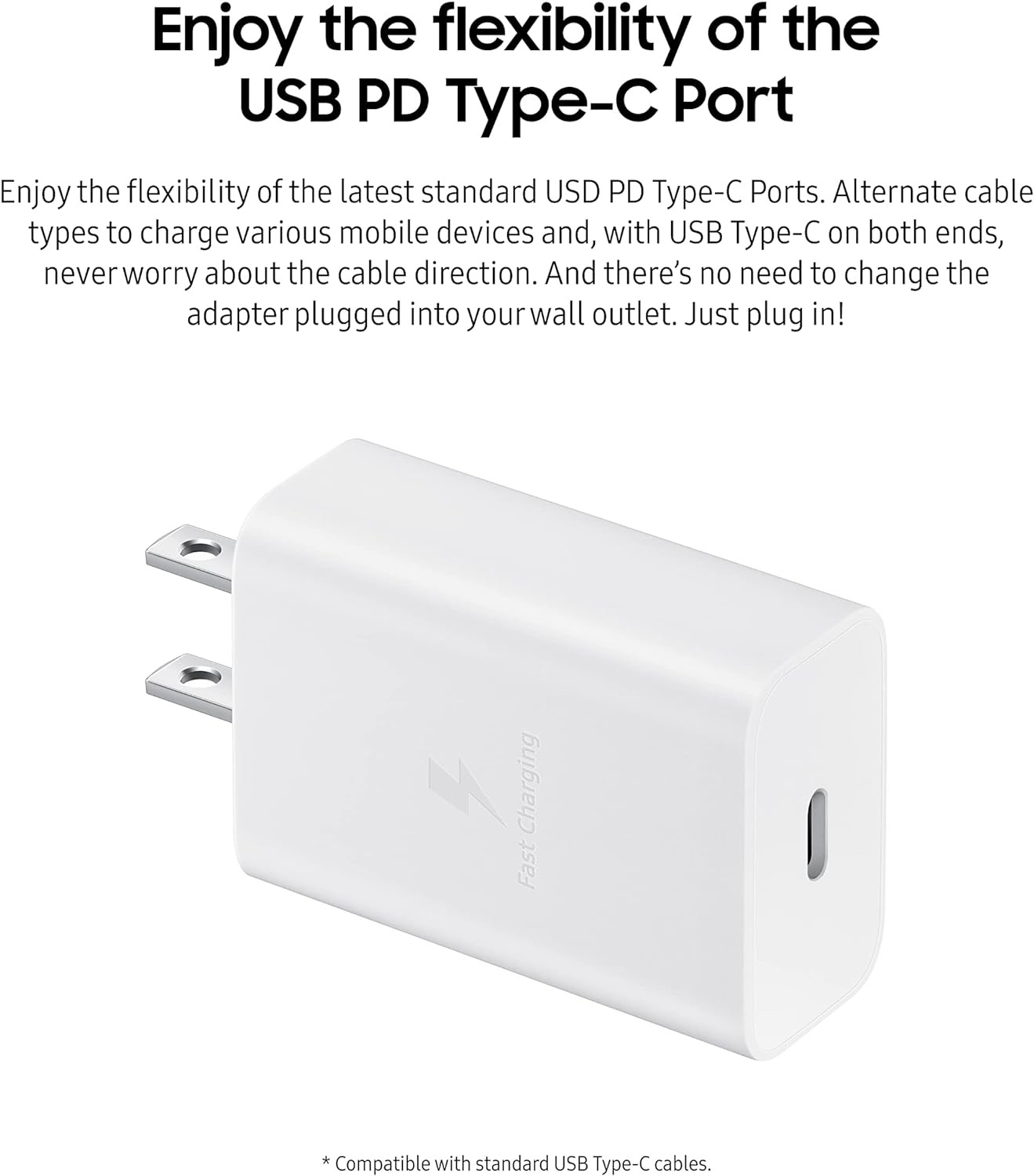 US Pin PD USB-C Fast Wall Charger Travel Power Adapter 15W For S22/S21/S20/Note20/A5
