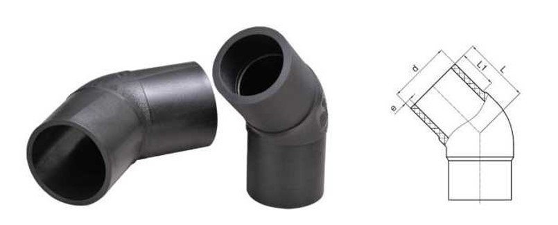 DN63-DN450 SDR11 PE Butt Fusion 45 Degree Pipe Fittings