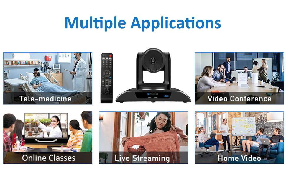 Remote Control 4K PTZ Video Conference Camera 5X Zoom 116 Degree Wide Angle