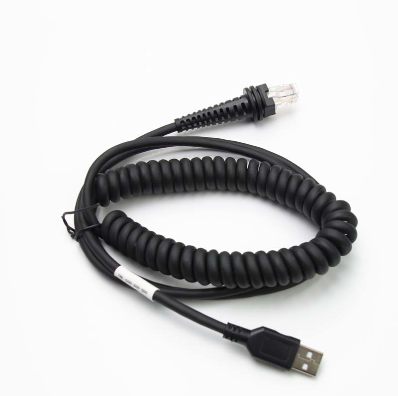5m Retractable Barcode Reader Cable , Sprial USB Cable For Barcode Scanner