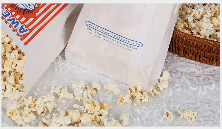 Customized Popcorn Snack Bags , Biodegradable Paper Popcorn Chip Bag