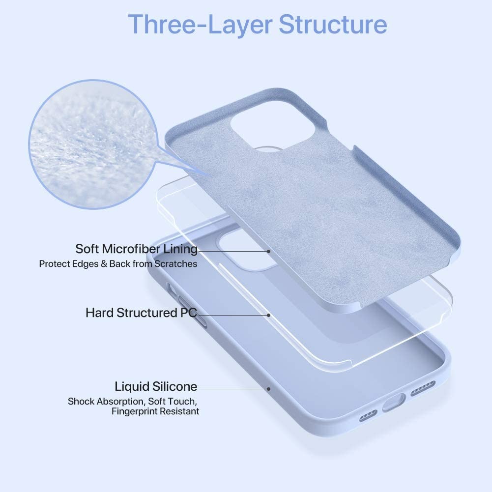 Liquid Silicone Case Compatible with iPhone 12,Triple Layer Hybrid Protective Hard Case Shockproof Drop Protection Case
