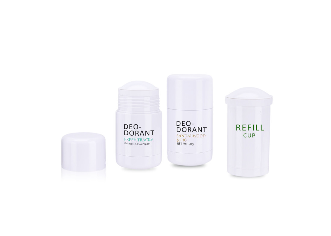 Wholesale Refillable 30g 50gPlastic Sunblock Deodorant Stick Packaging Roll On Stick Flat Round Plastic Deodorant Bottle