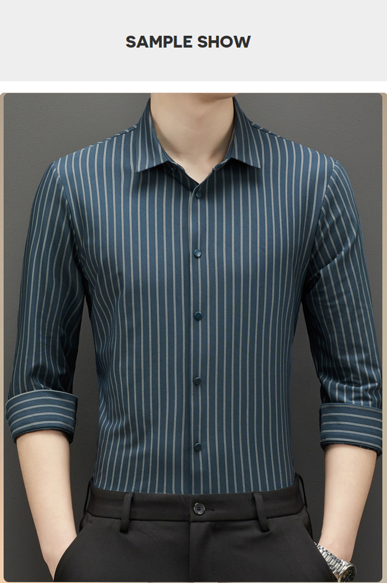 2022 Men's Black Plain Custom Summer Long Sleeve Formal Shirts Slim Fit Cotton Silk Shirt