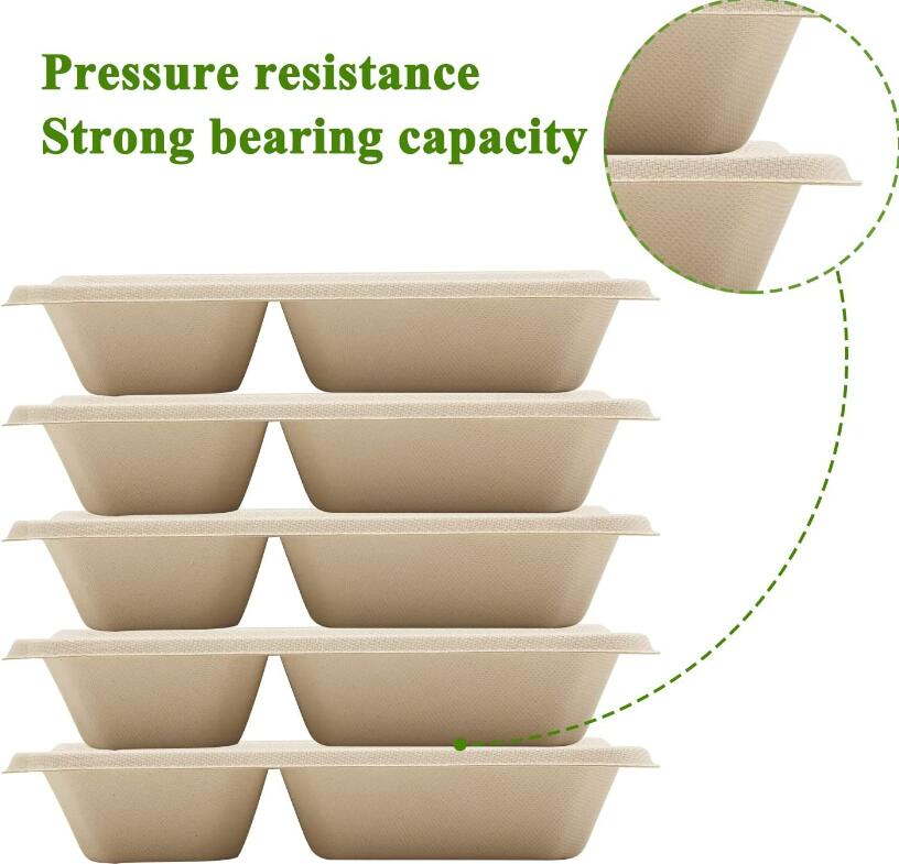 Eco Friendly Biodegradable Sugarcane Bagasse Pulp Paper Take Away Hot Food Container For Food