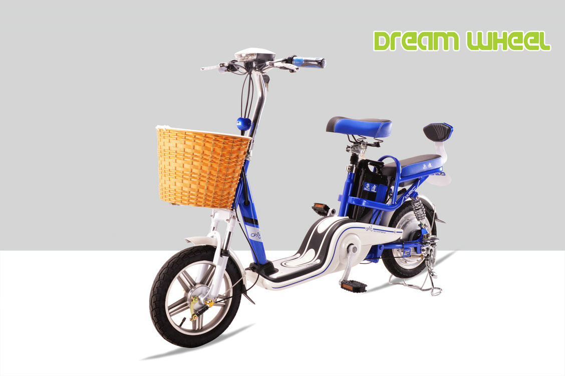 Small City 25km/H Electric Bike Moped Scooter 250W 48V 14" Dual Seat