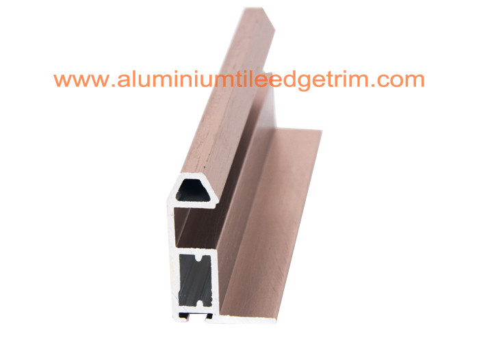 Rose Golden Brushed Aluminium Sliding Door Extrusions Profiles For Wardrobe