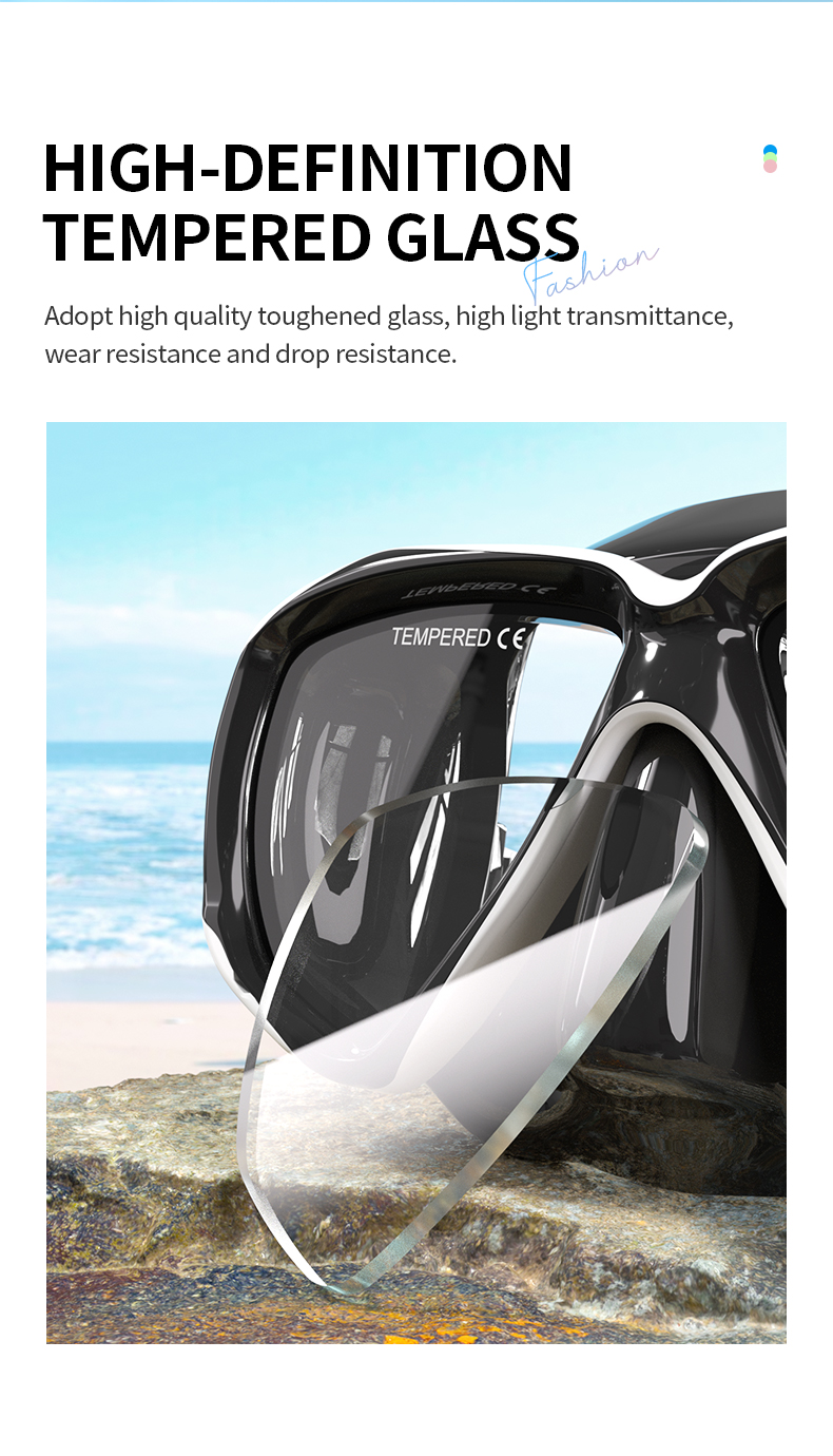 Tempered Glass Deep Sea Diving Snorkeling Equipment Gear Mask For Swimming