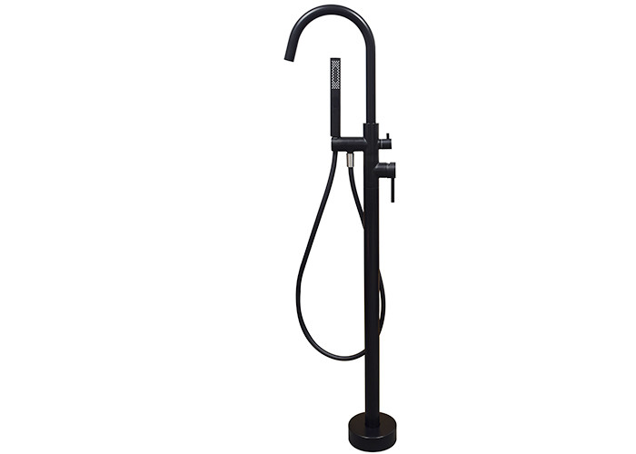 Luxury Floor Mounted Free Standing Bathroom Tub Mixer Tap Faucet W/Hand Shower
