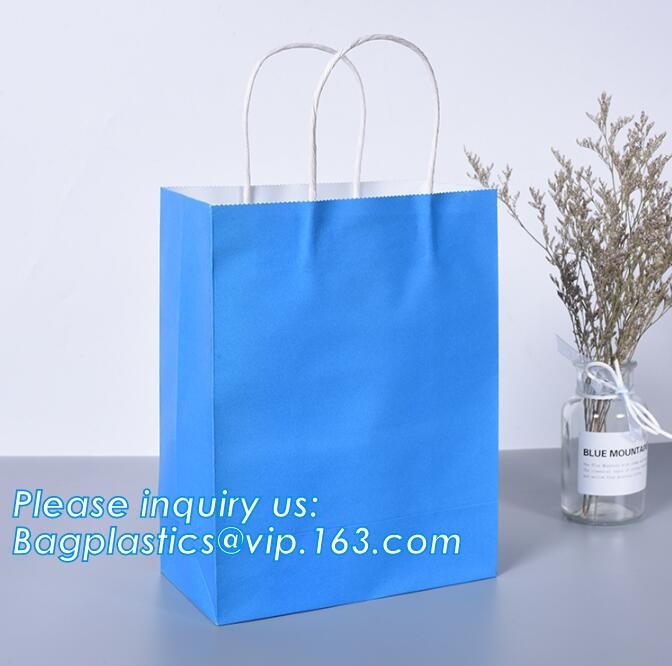 Custom Printed Accept Wholesale Stock White Brown Kraft Paper Shopping Bag With Handle No Minimum, carrier handle bags