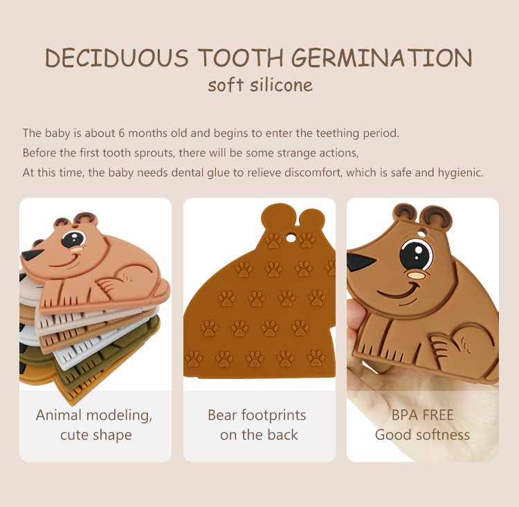 Bear Food Grade Silicone Baby Teether BPA Free Eco Friendly