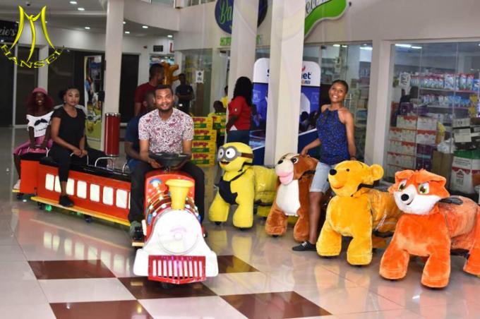 Hansel factory wholesale coin operated plush walking animal adult ride on toy
