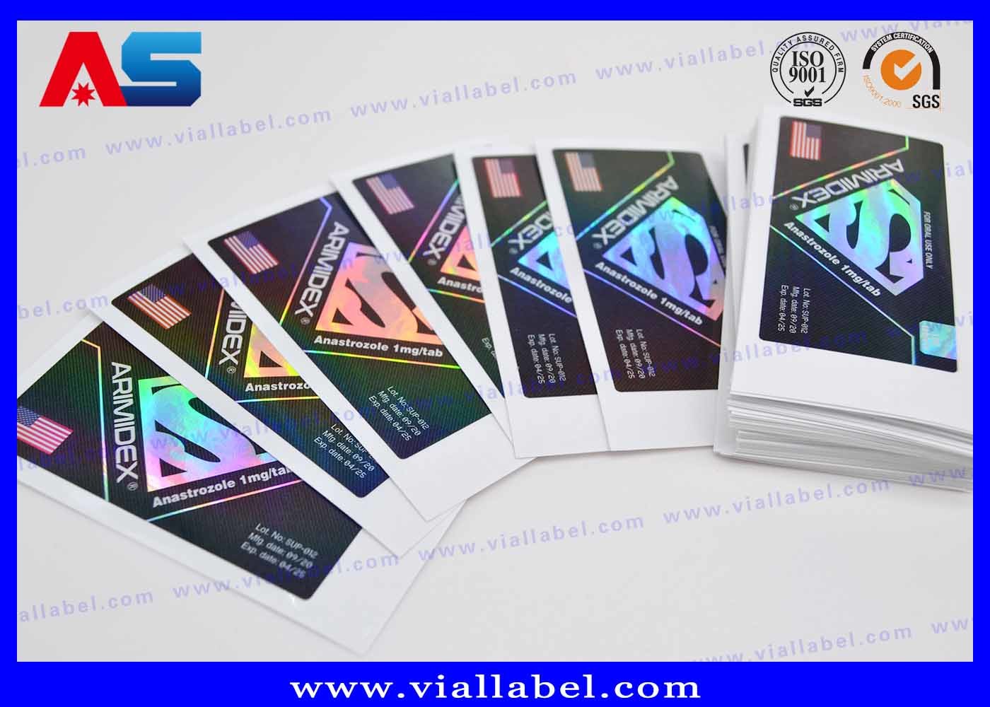 Holographic Peptide Bottle Labels 10ml Vial Label With Different Product Names And Colors