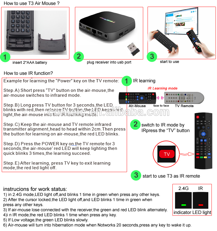 Ir Remote Control Wireless Gyroscope Air Mouse Keyboard For Computer
