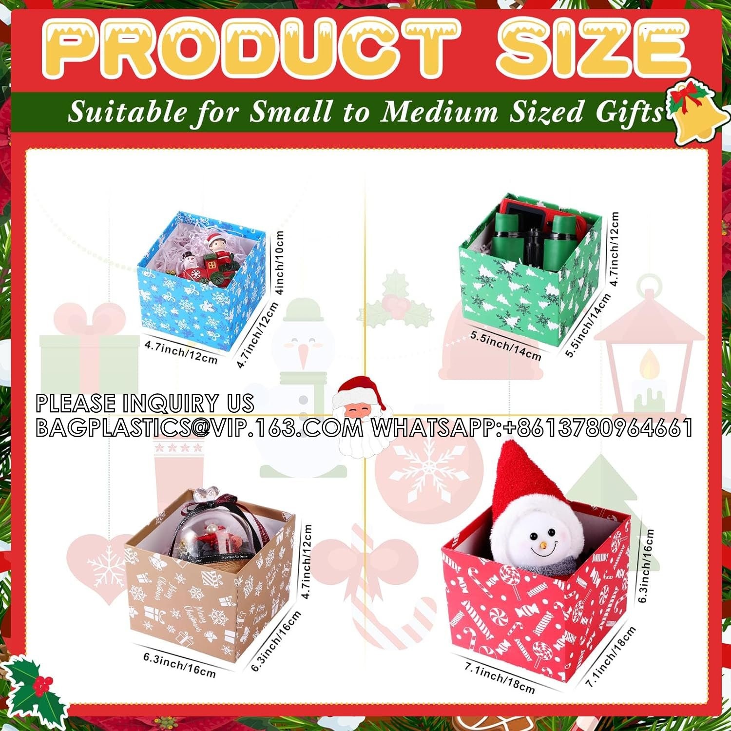 Christmas Nesting Gift Boxes Hard Xmas Stackable Boxes Candy Christmas Decorative Boxes With Lids Xmas Nested Boxes