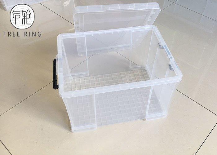 Clear / Transparent Collapsible Plastic Crate Lightweight 45l For Office