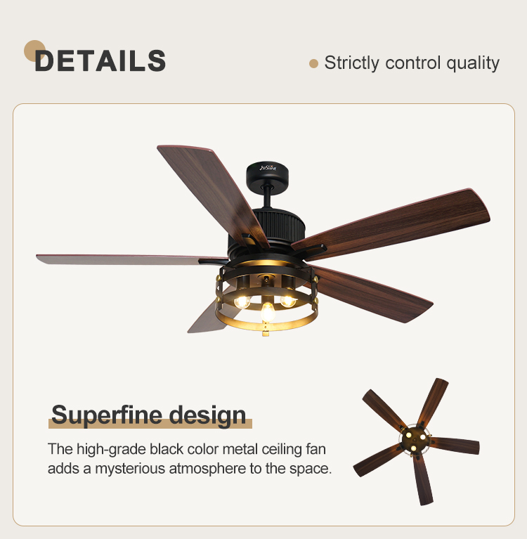 2022 Classic Ceiling Fan with Remote Control and Fancy Light Support Dimmer NO