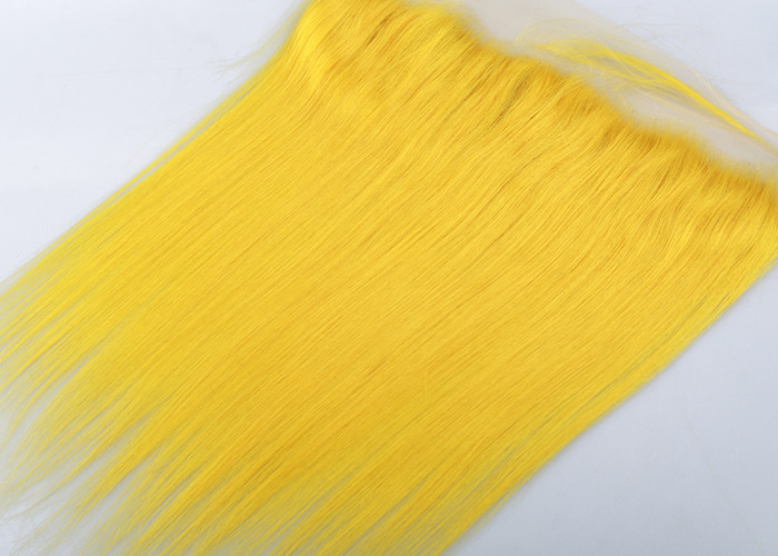 Customized Yellow Human Hair Virgin Lace Frontal Straight Durable Swiss Lace
