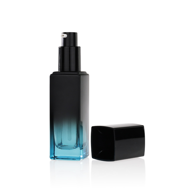 Square Frosted OEM Lotion Glass Bottles Black Painting For Cosmetic