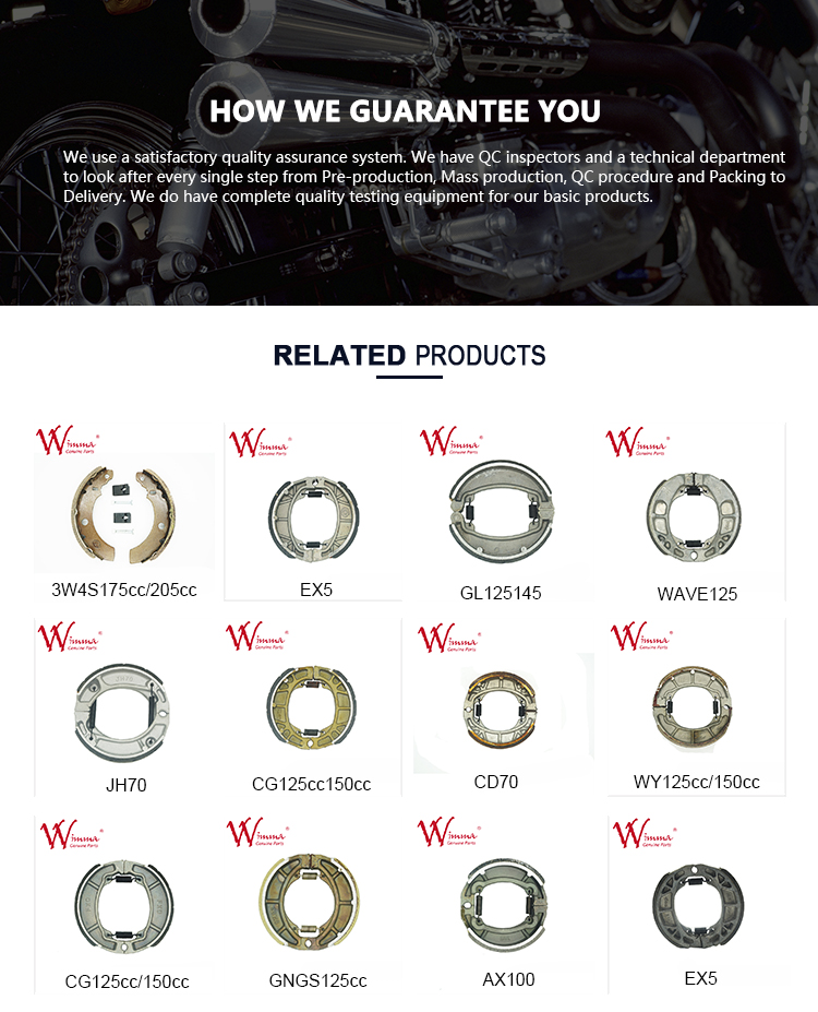 Bajaj 125 Brake Shoes Set Aluminum Motorbike Brake Shoes Non Asbestos ISO9001