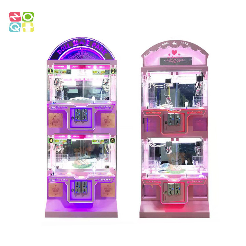 Four Player Claw Crane Machine Arcade Game With Bill Acceptor Debit Card Reader