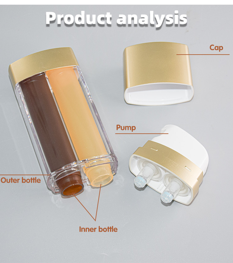 15ml Dual Chamber Airless Bottle Cosmetic Skincare Packaging For 2 Different Formulas