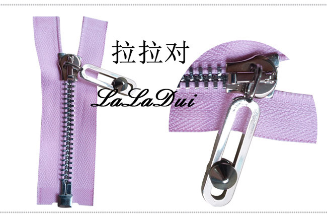 Light Purple Tape Heavy Duty Separating Zippers , Heavy Duty Brass Zippers 10# 12#