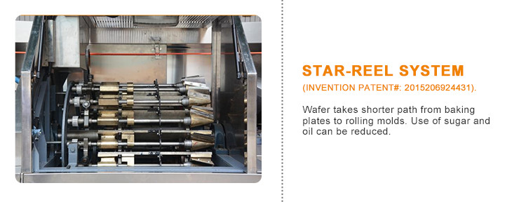 Commercial Sugar Cone Production Line Waffle Baking Rolled Sugar Biscuit Cone Machine