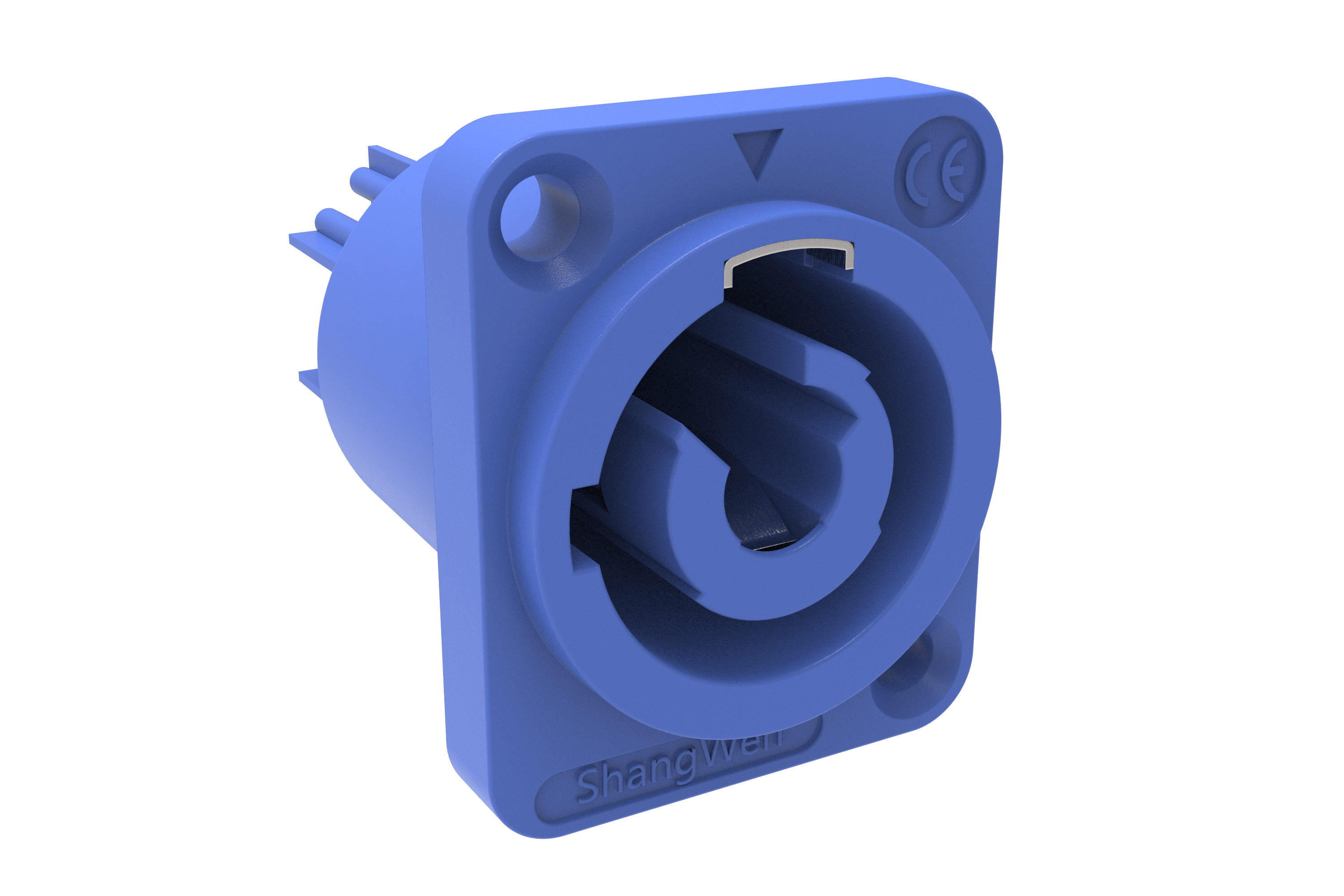 Poweron LED Screen Display Audio Connector Socket 20A Blue 3 Female Panel Mount IP44