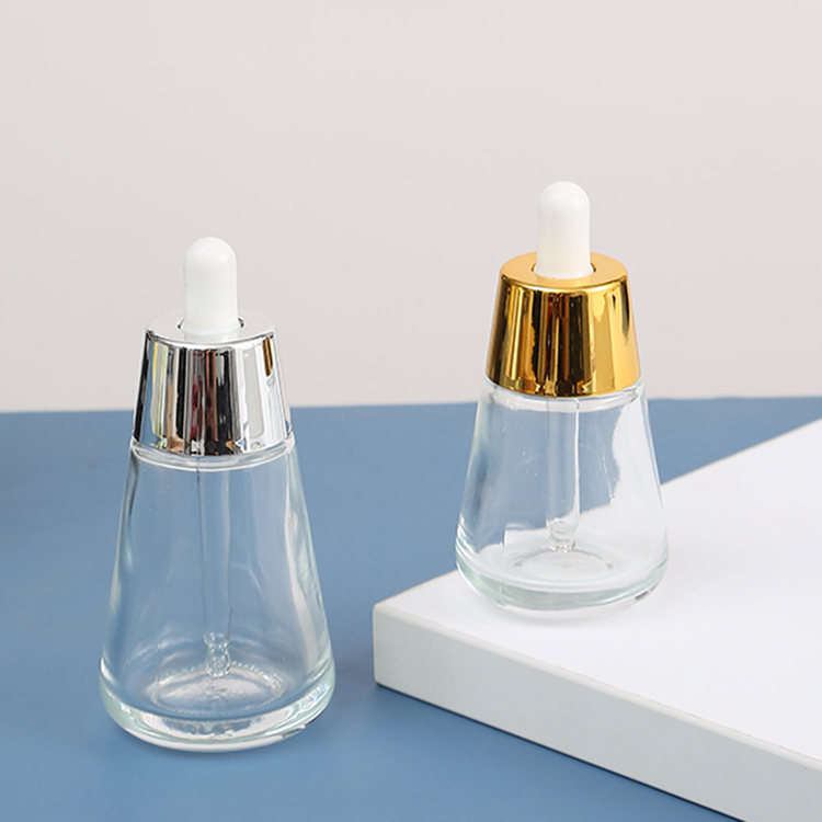 Industrial Cosmetic Elegant 30ml 50ml 1oz 2oz Green Empty Oil Serum Dropper Bottles with Box Customize Unique Cone Shape