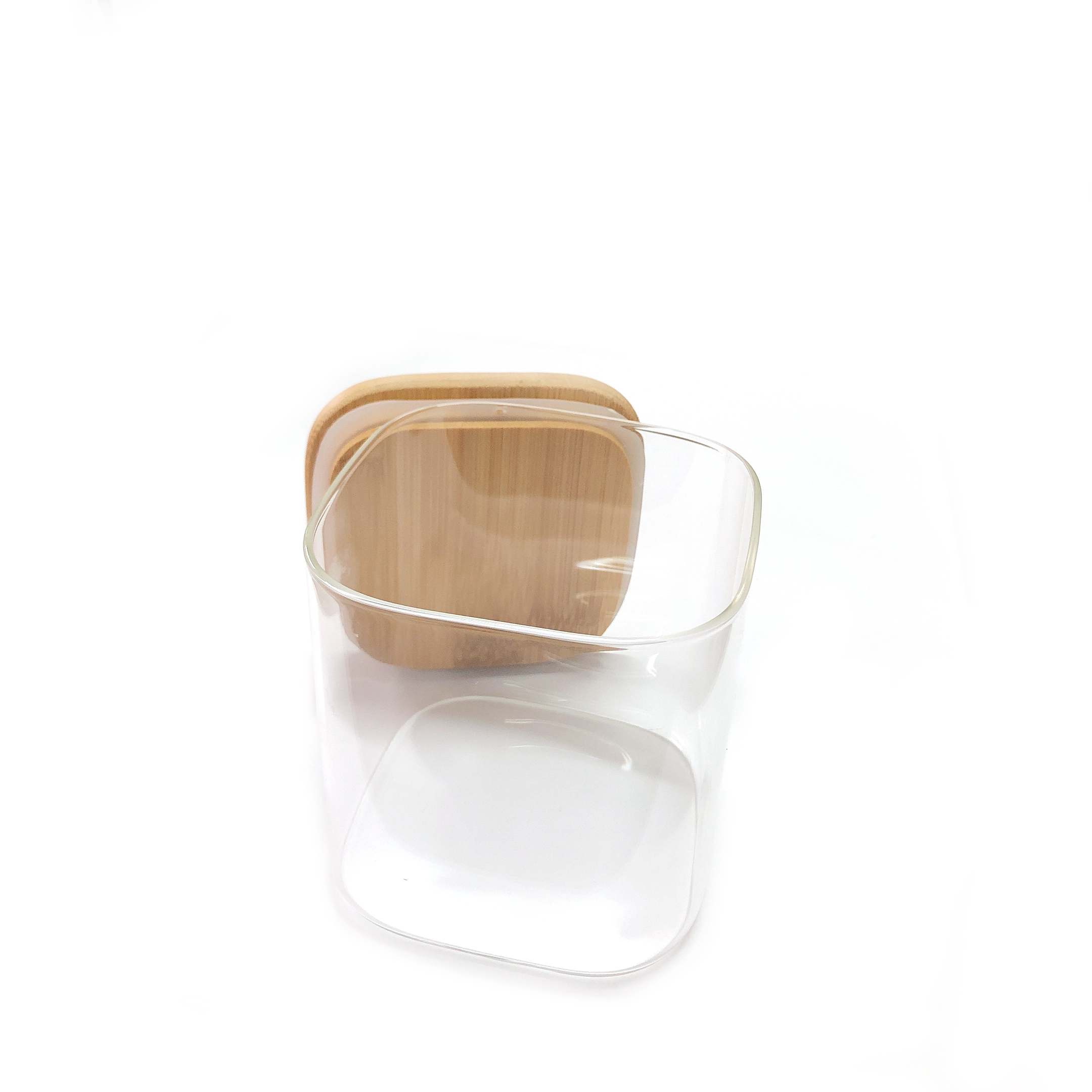 16oz Square clear glass jar for jam and pickle with metal lid