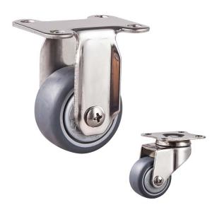 China 1.5 Inch TPR Soft Wheels Stainless Steel Rigid Plate Casters For Sale on sale