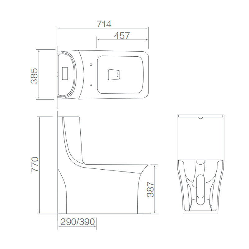 Round One Piece Toilets , S trap 300/400mm 1 Piece Water Closet