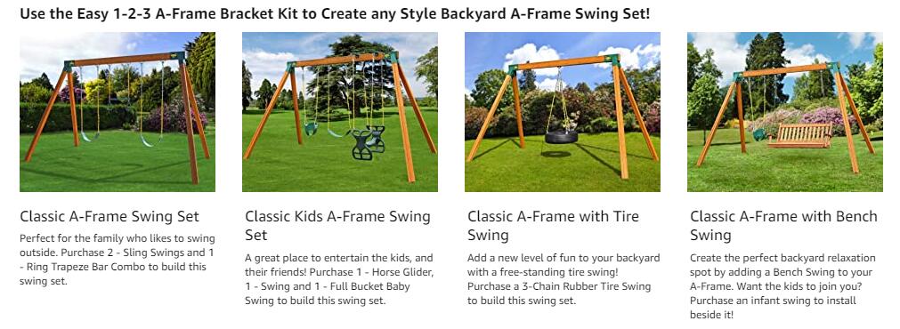A-Frame 2 Brackets Green Coating Swing Set Bracket With Heavy Duty Mounting Hardware