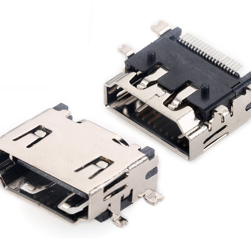 Horizontal HDMI PCB Socket Female SMT Type A Connector 10000 Cycles
