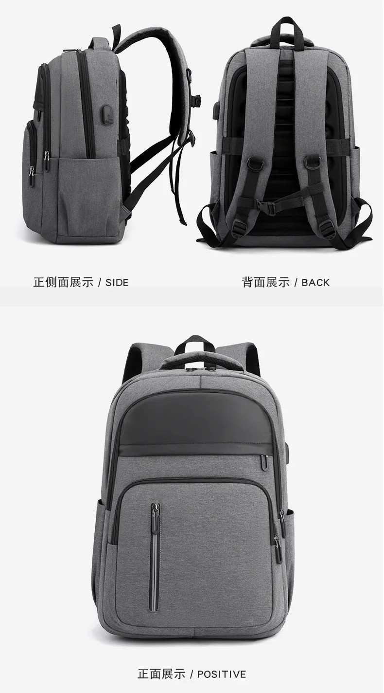 15.6'' 16" Travel USB Computer Custom Made Waterproof Washable Men Backpack With USB Charging Port
