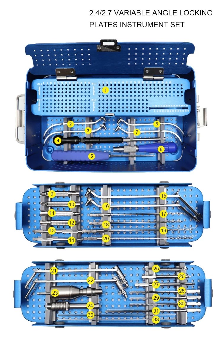 2.5/2.7mm Multi Axial Locking Plates Instrument Set Distal Radius Locking Plate