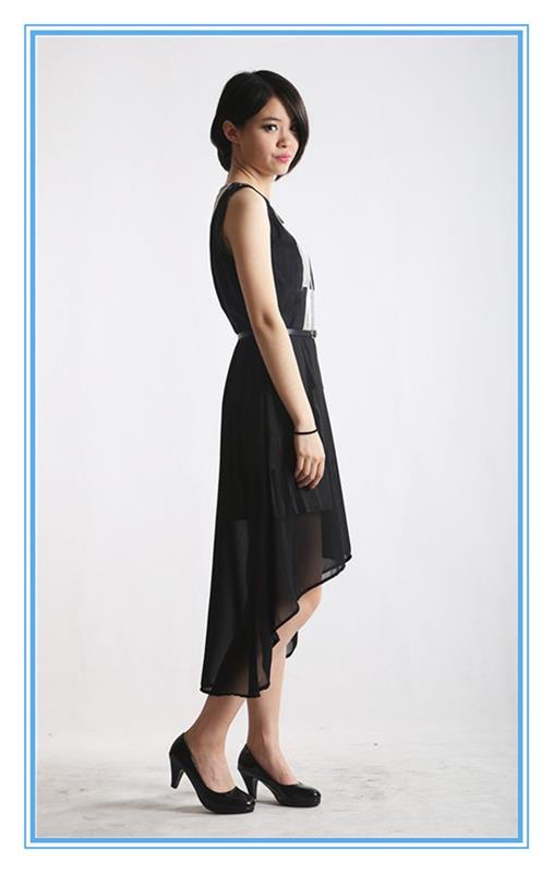 2016 Fashion Ladies Linen Chiffon Dress With Short Front Long Back