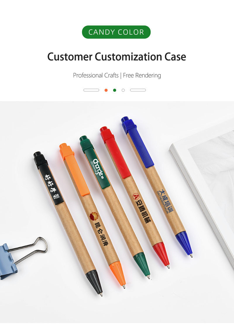 Kraft Paper Creative Ball Pen Eco Friendly Recyclable Customized Ball Point Pens
