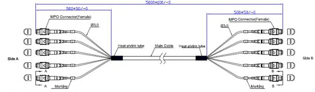 48F(4x12) MTP SM Fiber Optic Turnk Cable