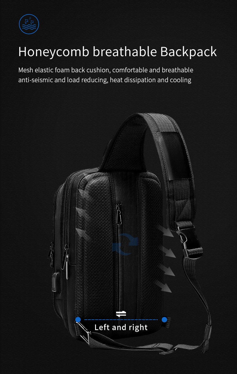 Hot selling custom logo waterproof men fashion shoulder chest crossbody sling bag for men messenger bags