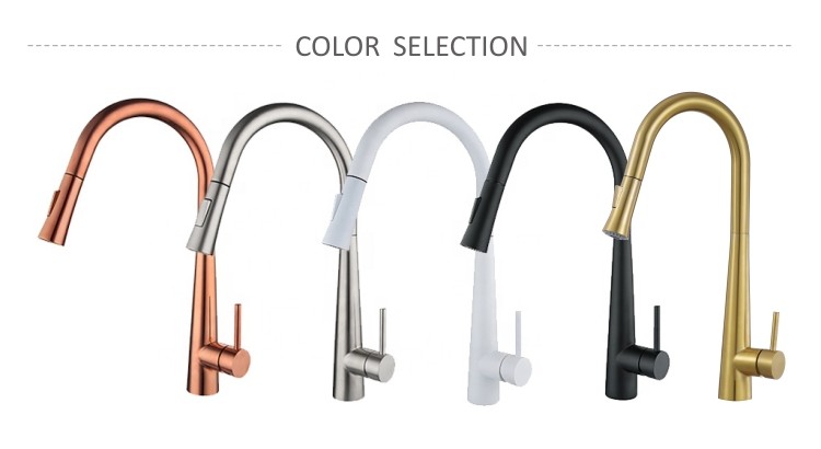 4 Hole Single Handle White Stainless Steel Pull Out Tap Kitchen Faucet Mixer